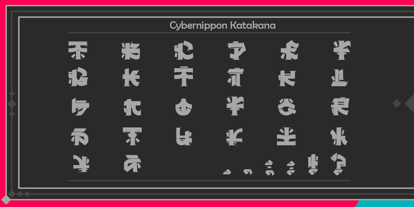 Przykład czcionki CyberNippon Hiragana